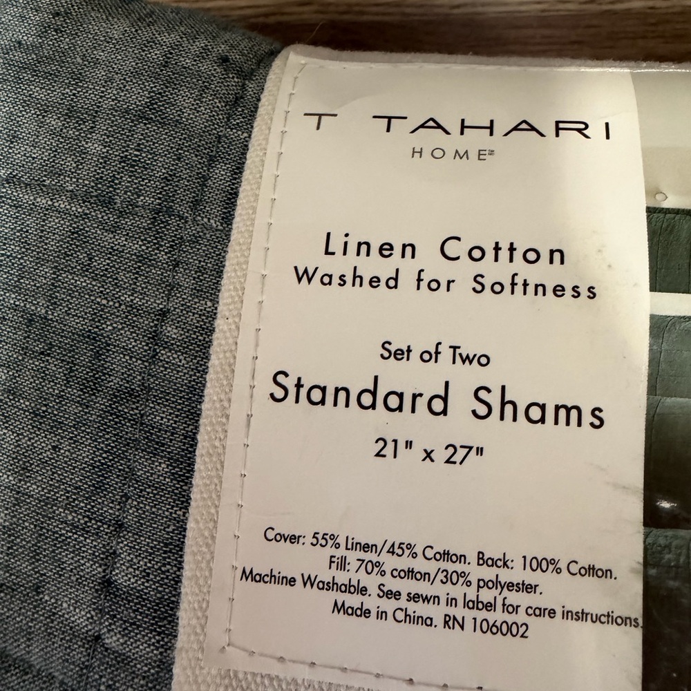 Tahari Home Blue 2 Standard Shams - Picture 3 of 3